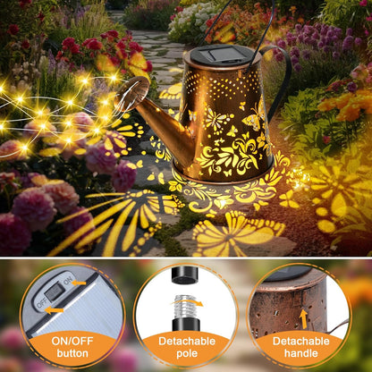 Solar Watering Can with LED Lights, Retro Metal Hanging Solar Lantern, Waterproof Garden Outdoor Decor 5341S - with | Sold by Uncle Wiener's Wholesale
