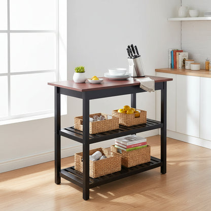 Solid Wood Home Kitchen Island with Drawer, Shelves & Towel Rack – TLFR2506 - with | Sold by Uncle Wiener's Wholesale