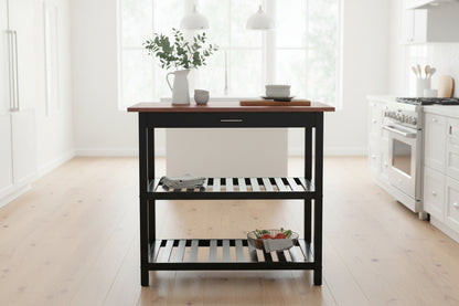 Solid Wood Home Kitchen Island with Drawer, Shelves & Towel Rack – TLFR2506 - with | Sold by Uncle Wiener's Wholesale