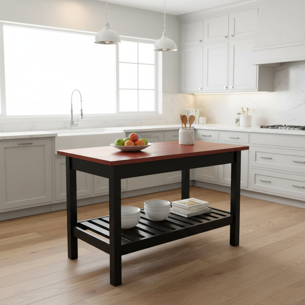 Solid Wood Home Kitchen Island with Drawer, Shelves & Towel Rack – TLFR2506 - with | Sold by Uncle Wiener's Wholesale