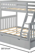 Solid Wood Twin Over Full Bunk Bed with Storage Drawers | Space - Saving Pine Kids Bed - with WHITE | Sold by Uncle Wiener's Wholesale