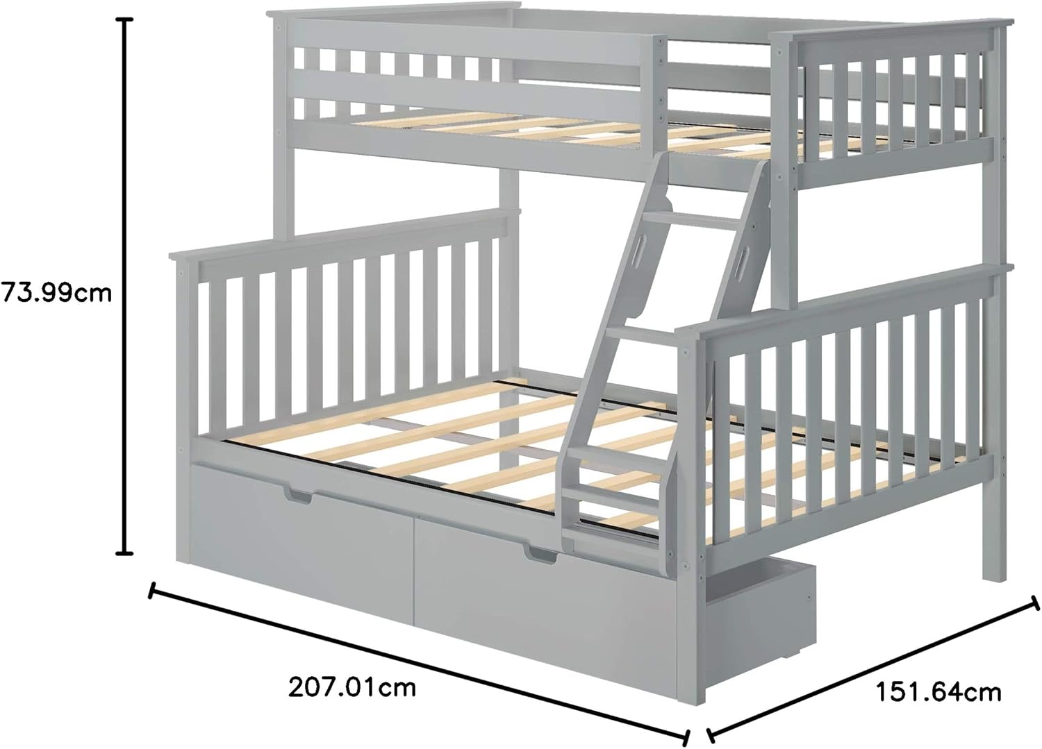Solid Wood Twin Over Full Bunk Bed with Storage Drawers | Space - Saving Pine Kids Bed - with WHITE | Sold by Uncle Wiener's Wholesale