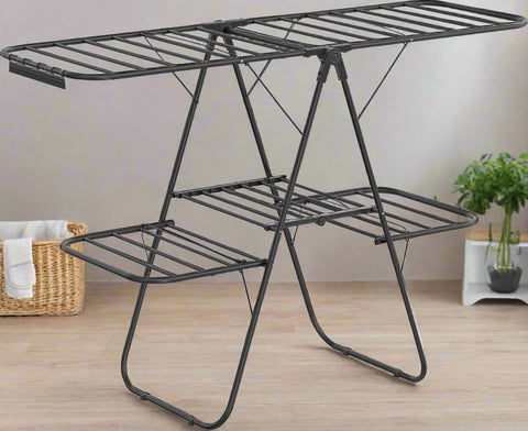 Foldable 2-Level Laundry Drying Rack - Full View
SONGMICS Drying Rack with Adjustable Wings - Side Angle
Foldable Drying Rack with Sock Clips - Close-Up
SONGMICS Indoor Drying Rack in Laundry Room
Foldable Laundry Drying Stand - Compact Storage Mode