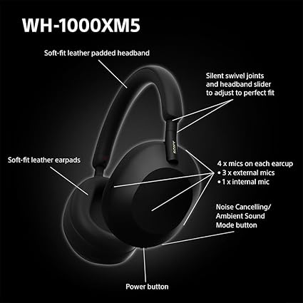 Sony WH - 1000XM5 Wireless Noise Cancelling Headphones – Hi - Res Audio, 30Hr Battery, Hard Case SONWH1000XM5BLK - with | Sold by Uncle Wiener's Wholesale