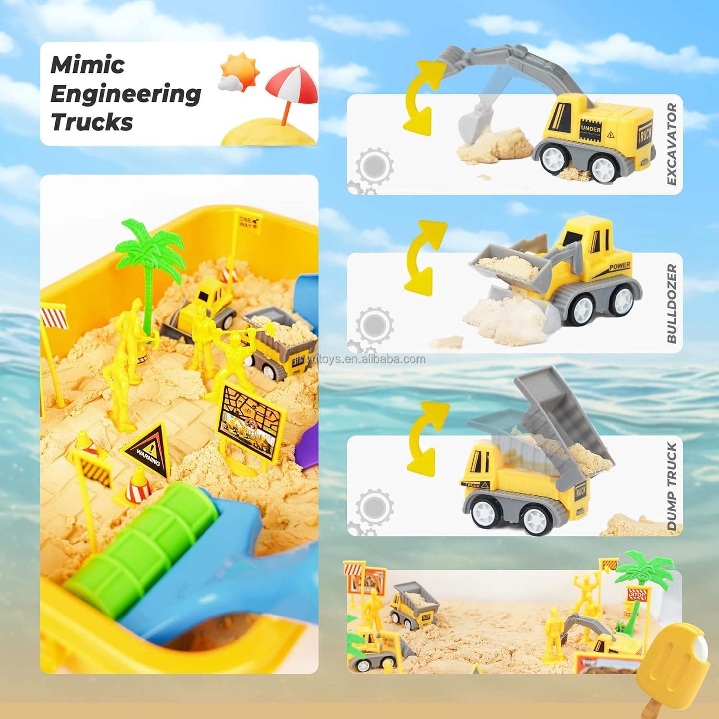 Space Sand Truck Sensory Play Box 1500g Construction Sand Toy Set JY437242 - with | Sold by Uncle Wiener's Wholesale