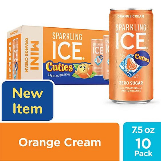 Sparkling Ice Cuties Mini Sparkling Water 10 - Pack (Orange Cream & Mandarin) | Close to Best Before - Beverage with Orange Cream – 10 - Pack | Sold by Uncle Wiener's Wholesale