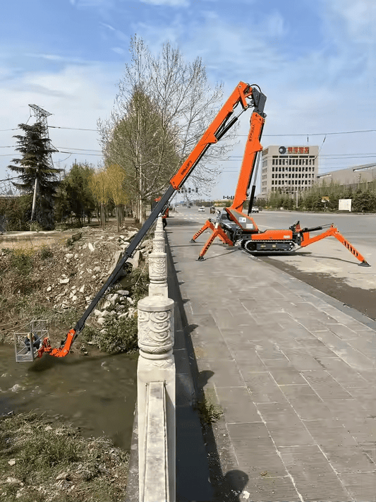 Spider Boom Lift 14.8 m Working Height Compact Track Aerial Platform THZ15 - with | Sold by Uncle Wiener's Wholesale