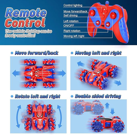 Spider Remote Control Stunt Car Rechargeable 360 Degree RC Toy Car with Lights for Kids - with | Sold by Uncle Wiener's Wholesale