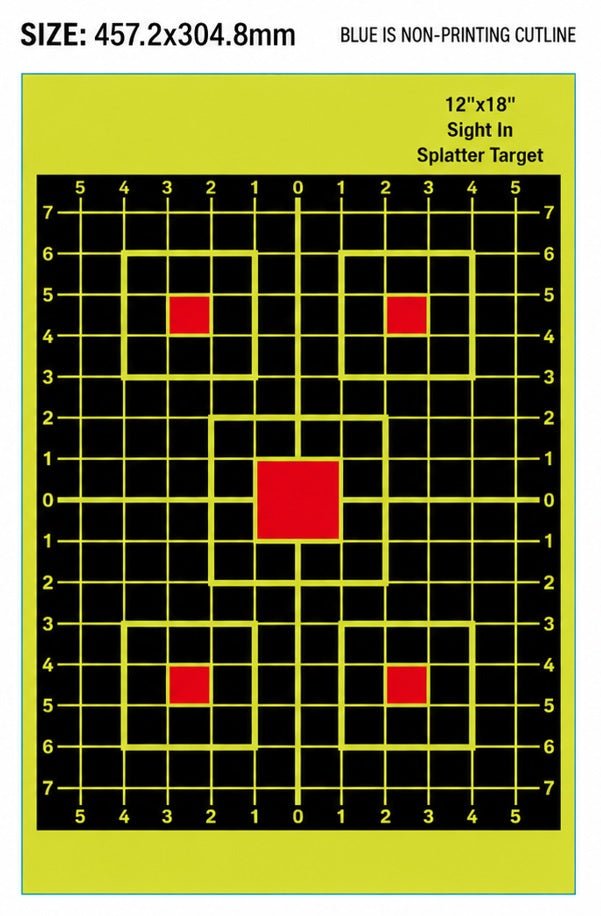 Splatter Shooting Targets 25-Pack High Visibility Reactive Paper Targets 12"x18" & 12"x12" SPTVR - with 12" x 18" Grid Target 25-Pack | Sold by Uncle Wiener's Wholesale
