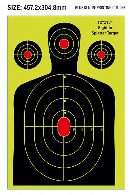 Splatter Shooting Targets 25-Pack High Visibility Reactive Paper Targets 12"x18" & 12"x12" SPTVR - with 12" x 18" Grid Target 25-Pack | Sold by Uncle Wiener's Wholesale
