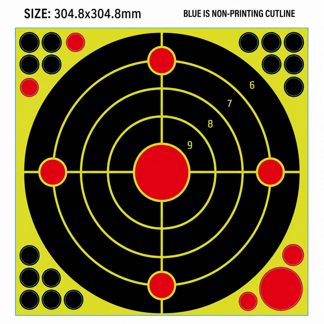 Splatter Shooting Targets 25-Pack High Visibility Reactive Paper Targets 12"x18" & 12"x12" SPTVR - with 12" x 12" Bullseye Target 25-Pack | Sold by Uncle Wiener's Wholesale