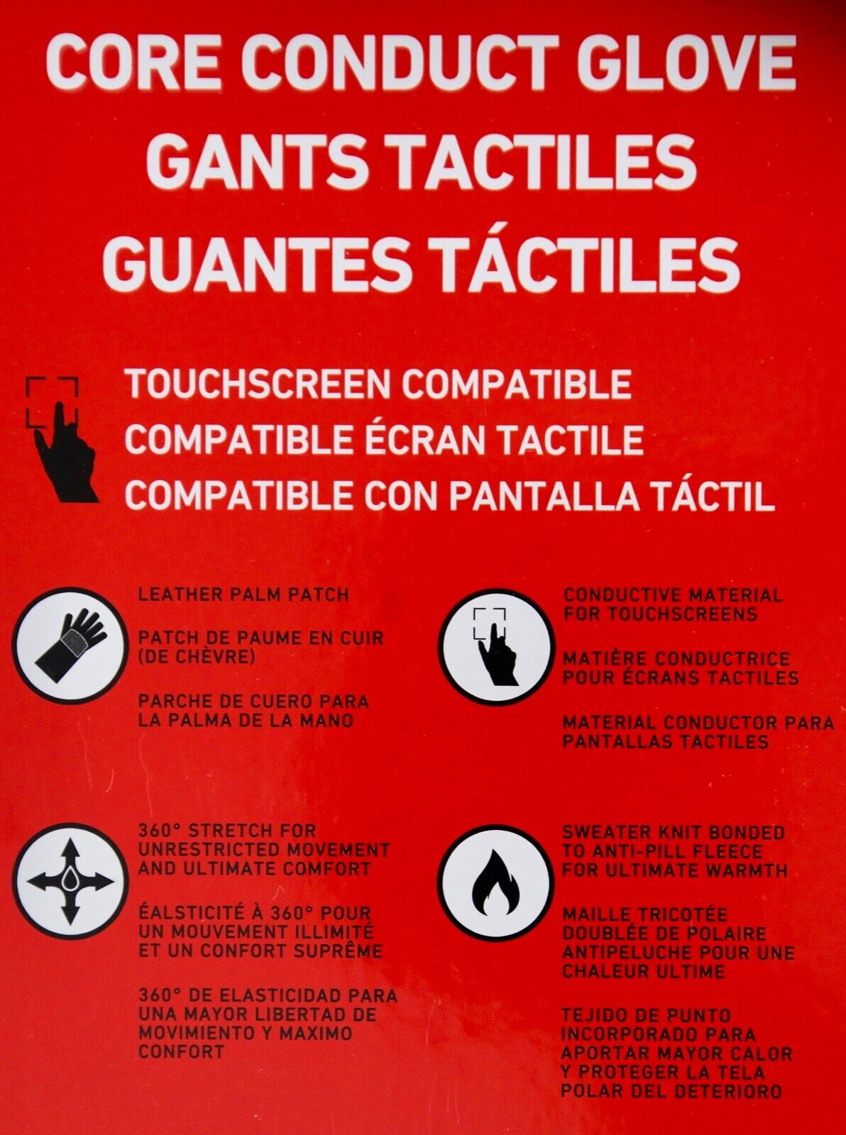 Spyder Core Conduct Touchscreen Compatible Gloves – Leather Palm (2 Pairs) - with Large 2 Pack | Sold by Uncle Wiener's Wholesale