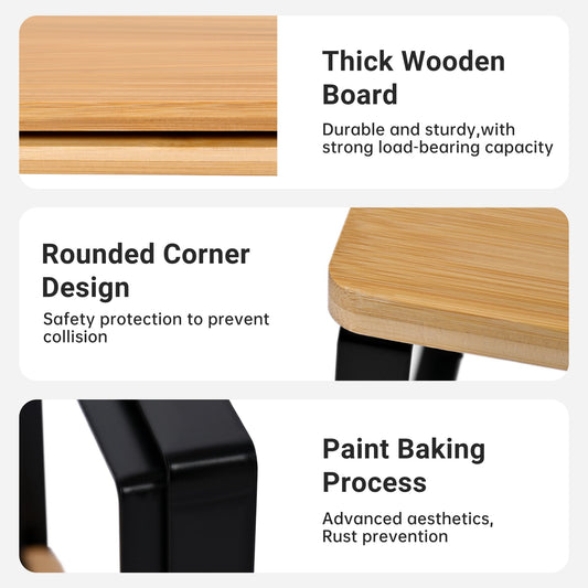 Stackable Set Bamboo Kitchen Counter Shelf Organizer 11.7″ x 7.7″ Black Metal Frame AMDBT30 - with | Sold by Uncle Wiener's Wholesale