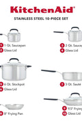 Stainless Steel, 10 - Piece, Stainless Steel Cookware Set - with | Sold by Uncle Wiener's Wholesale