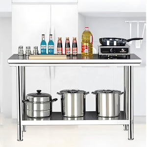 Stainless Steel 2-Tier Commercial Work Table 31.5″, 47″ & 59″ Heavy-Duty Prep Station SS8050