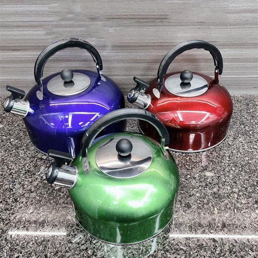 Stainless Steel 4L Whistling Tea Kettle Stove Top Boil Pot Multi Color Options KTL4LS - with Silver 4L | Sold by Uncle Wiener's Wholesale