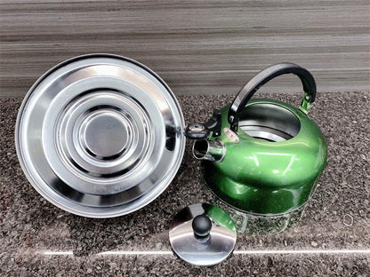 Stainless Steel 4L Whistling Tea Kettle Stove Top Boil Pot Multi Color Options KTL4LS - with Green 4L | Sold by Uncle Wiener's Wholesale