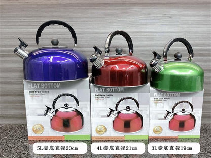 Stainless Steel 4L Whistling Tea Kettle Stove Top Boil Pot Multi Color Options KTL4LS - with Green 4L | Sold by Uncle Wiener's Wholesale
