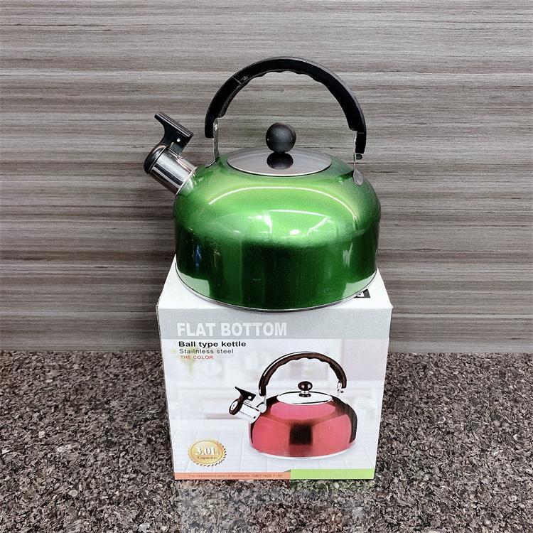 Stainless Steel 4L Whistling Tea Kettle Stove Top Boil Pot Multi Color Options KTL4LS - with Green 4L | Sold by Uncle Wiener's Wholesale