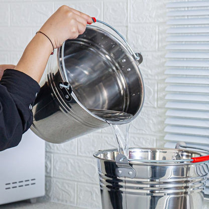 Stainless Steel Bucket 201 Grade Heavy Duty Utility Pail 8L 16L 20L - with 8L | Sold by Uncle Wiener's Wholesale