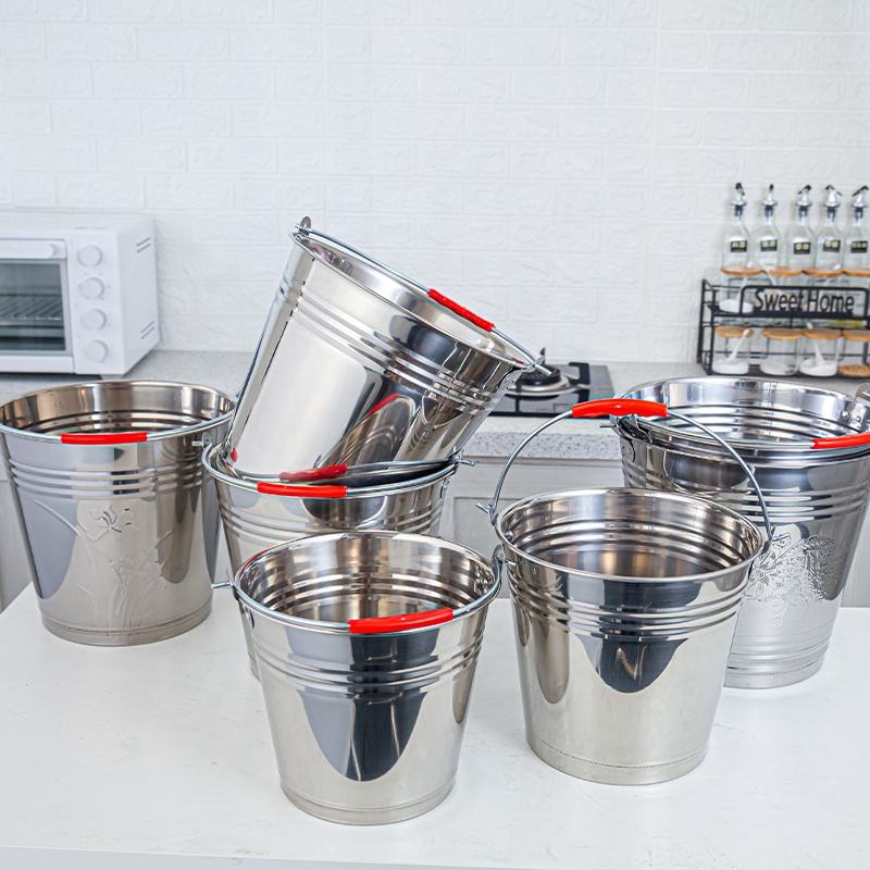 Stainless Steel Bucket 201 Grade Heavy Duty Utility Pail 8L 16L 20L - with 8L | Sold by Uncle Wiener's Wholesale