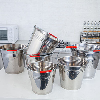Stainless Steel Bucket 201 Grade Heavy Duty Utility Pail 8L 16L 20L - with 8L | Sold by Uncle Wiener's Wholesale