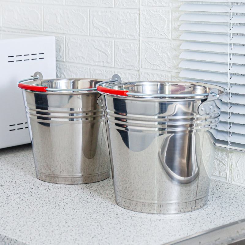 Stainless Steel Bucket 201 Grade Heavy Duty Utility Pail 8L 16L 20L - with 8L | Sold by Uncle Wiener's Wholesale