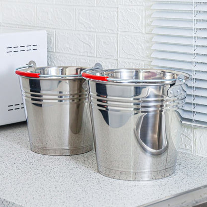 Stainless Steel Bucket 201 Grade Heavy Duty Utility Pail 8L 16L 20L - with 8L | Sold by Uncle Wiener's Wholesale