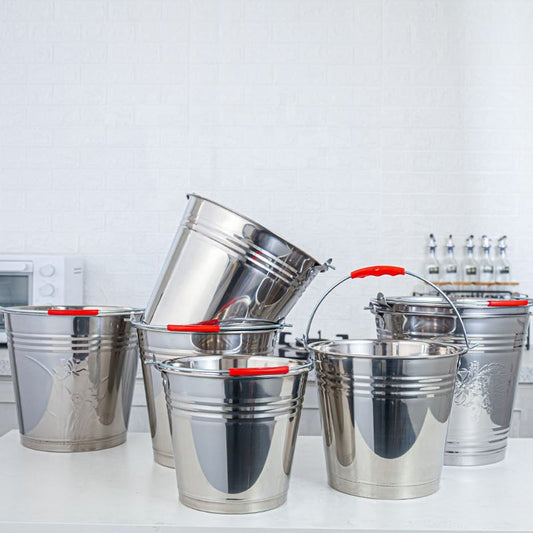 Stainless Steel Bucket 201 Grade Heavy Duty Utility Pail 8L 16L 20L - with 8L | Sold by Uncle Wiener's Wholesale