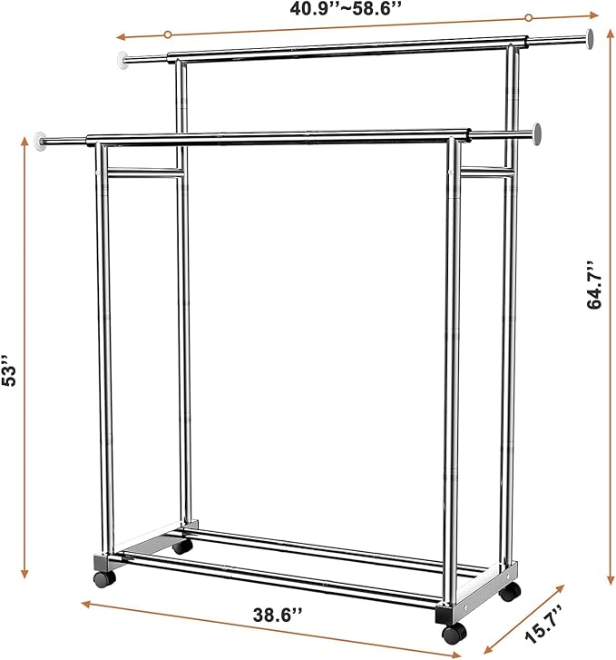 Stainless Steel Clothes Rack Portable Wardrobe Closet with Wheels Anti Rust Metal Frame - with | Sold by Uncle Wiener's Wholesale