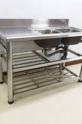 Stainless Steel Double Sink with Faucet & Drain – Commercial Utility Prep Table 9938841 - with | Sold by Uncle Wiener's Wholesale