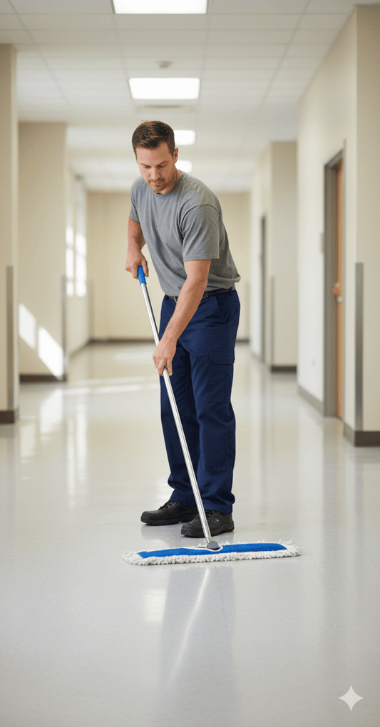 Stainless Steel Dust Mop with Cotton Pad and Holder – 4 ft – UP011A030B - with | Sold by Uncle Wiener's Wholesale