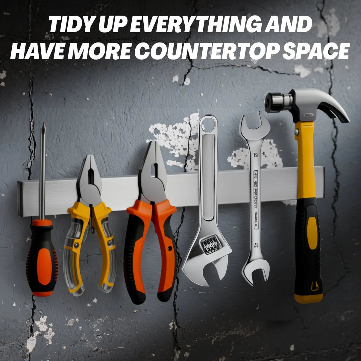 Stainless Steel Magnetic Tool Holder Rack – Corrosion - Resistant Wall Organizer with Anti - Collision Corners - with 40 × 4 × 1.6 cm | Sold by Uncle Wiener's Wholesale