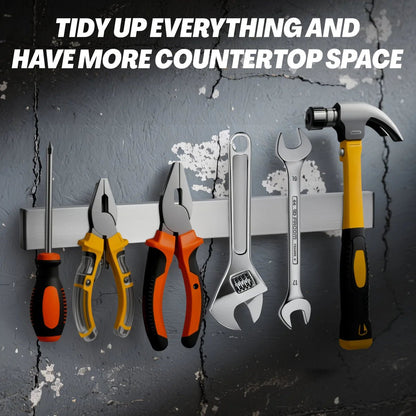 Stainless Steel Magnetic Tool Holder Rack – Corrosion - Resistant Wall Organizer with Anti - Collision Corners - with 40 × 4 × 1.6 cm | Sold by Uncle Wiener's Wholesale