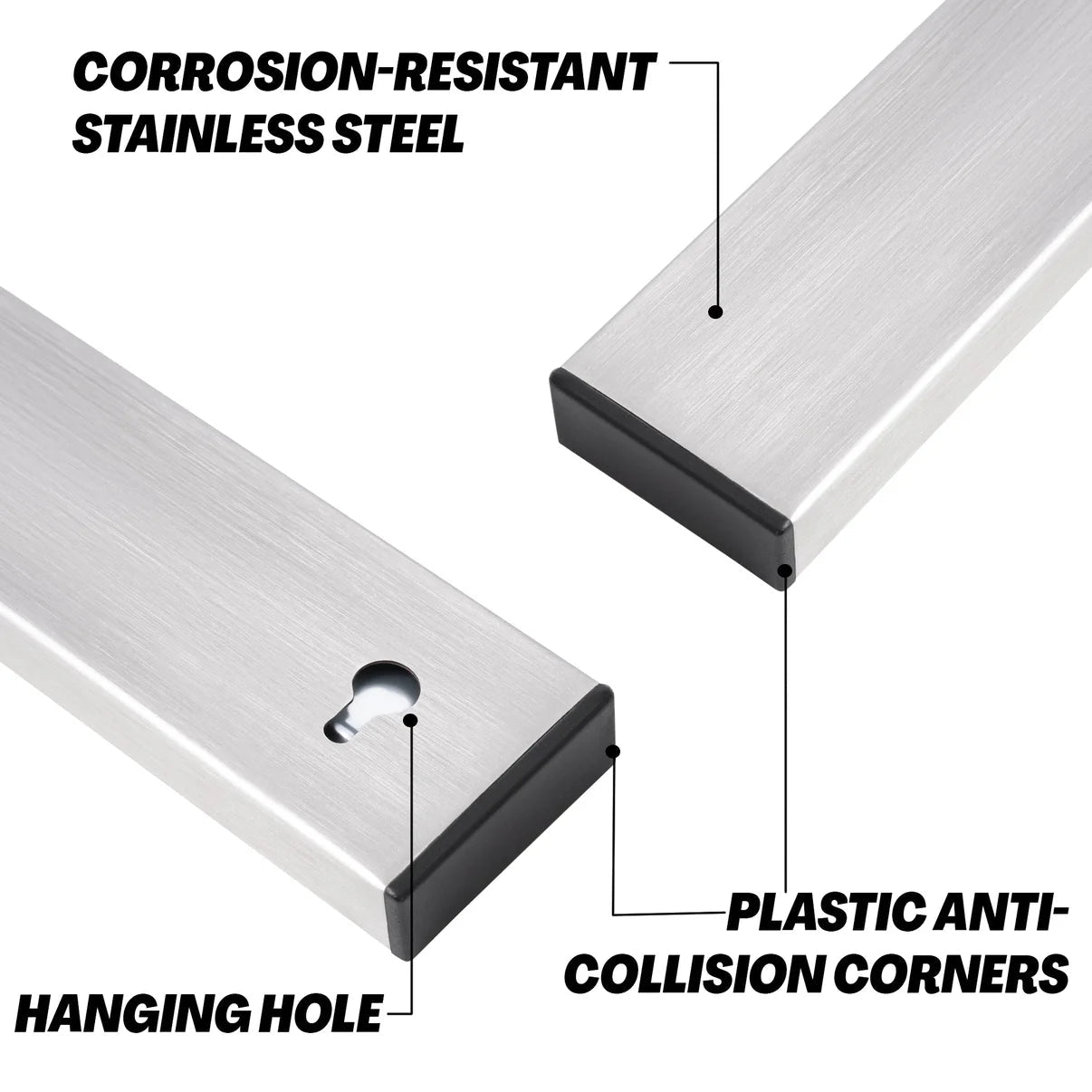 Stainless Steel Magnetic Tool Holder Rack – Corrosion - Resistant Wall Organizer with Anti - Collision Corners - with 40 × 4 × 1.6 cm | Sold by Uncle Wiener's Wholesale