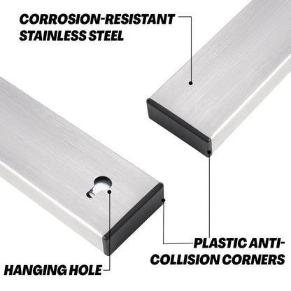 Stainless Steel Magnetic Tool Holder Rack – Corrosion - Resistant Wall Organizer with Anti - Collision Corners - with 40 × 4 × 1.6 cm | Sold by Uncle Wiener's Wholesale