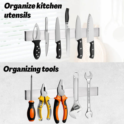 Stainless Steel Magnetic Tool Holder Rack – Corrosion - Resistant Wall Organizer with Anti - Collision Corners - with 40 × 4 × 1.6 cm | Sold by Uncle Wiener's Wholesale
