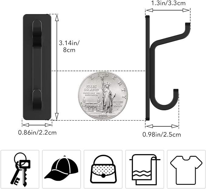 Stainless Steel Over Door Hooks Heavy Duty 10LB Adhesive Door Hanger Rack Organizer DHK1195 - with | Sold by Uncle Wiener's Wholesale