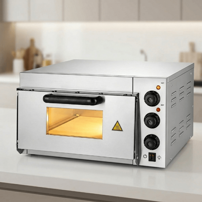 Stainless Steel Pizza Ovens – 14" Electric Countertop Models, Single & Double Layer for Home & Commercial Use - Kitchen Appliances with Single 523564 | Sold by Uncle Wiener's Wholesale