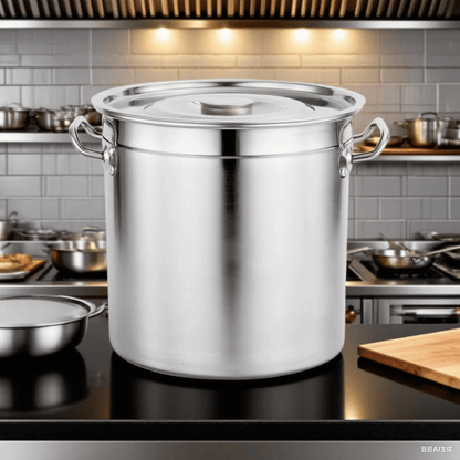 Stainless Steel Soup Bucket 201 Grade Commercial Kitchen Stock Pot 40cm 50cm - with 40cm | Sold by Uncle Wiener's Wholesale