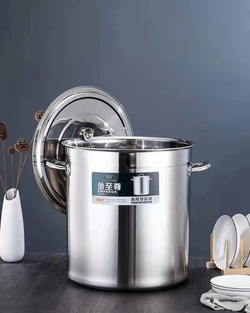 Stainless Steel Soup Bucket 201 Grade Commercial Kitchen Stock Pot 40cm 50cm - with 40cm | Sold by Uncle Wiener's Wholesale