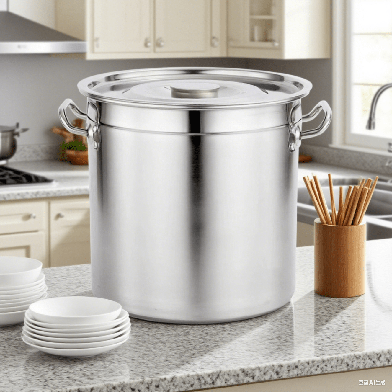 Stainless Steel Soup Bucket 201 Grade Commercial Kitchen Stock Pot 40cm 50cm - with 40cm | Sold by Uncle Wiener's Wholesale
