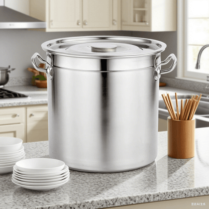 Stainless Steel Soup Bucket 201 Grade Commercial Kitchen Stock Pot 40cm 50cm - with 40cm | Sold by Uncle Wiener's Wholesale