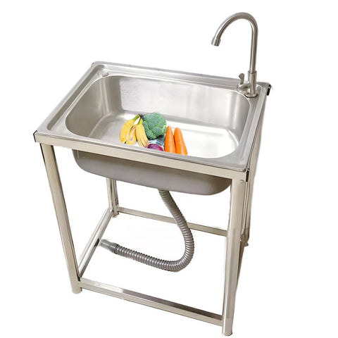 Stainless Steel Utility Sink 55×45cm – Compact Basin with Faucet & Drain 9938842 - with | Sold by Uncle Wiener's Wholesale