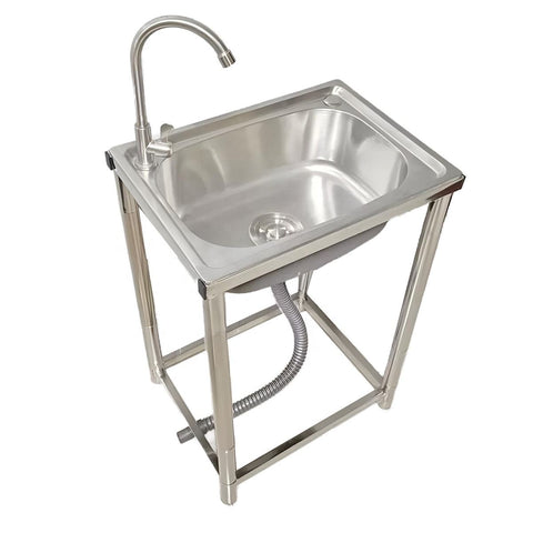 Stainless Steel Utility Sink 55×45cm – Compact Basin with Faucet & Drain 9938842 - with | Sold by Uncle Wiener's Wholesale