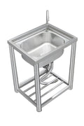 Stainless Steel Utility Sink 55×45cm – Compact Basin with Faucet & Drain 9938842 - with | Sold by Uncle Wiener's Wholesale