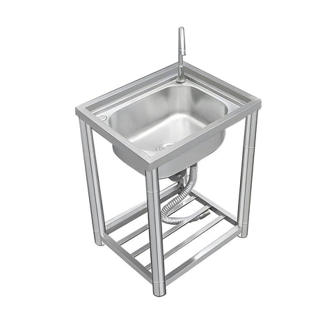Stainless Steel Utility Sink 55×45cm – Compact Basin with Faucet & Drain 9938842 - with | Sold by Uncle Wiener's Wholesale