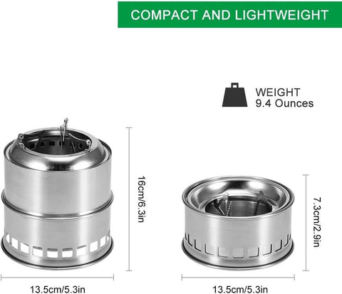 Stainless Steel Wood - Burning Camping Stove – Portable Outdoor Cooking & Heating S1316 - with | Sold by Uncle Wiener's Wholesale