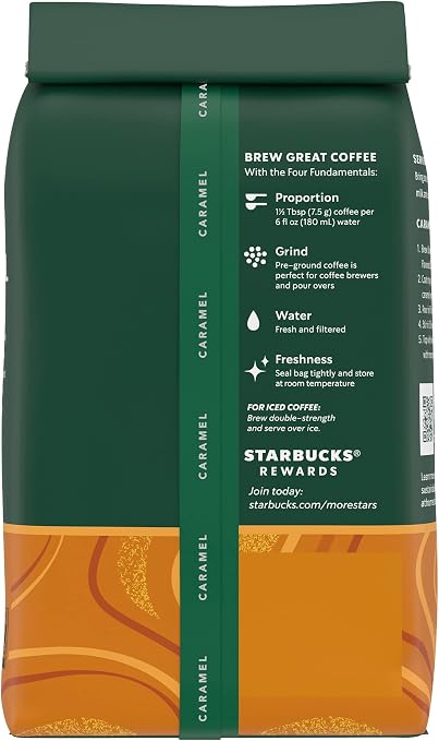 Starbucks Natural Fusions Caramel Ground Coffee 311g – Medium Roast Flavoured Coffee with Buttery & Smooth Caramel Notes - Snack with | Sold by Uncle Wiener's Wholesale