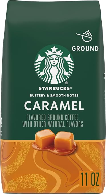 Starbucks Natural Fusions Caramel Ground Coffee 311g – Medium Roast Flavoured Coffee with Buttery & Smooth Caramel Notes - Snack with | Sold by Uncle Wiener's Wholesale